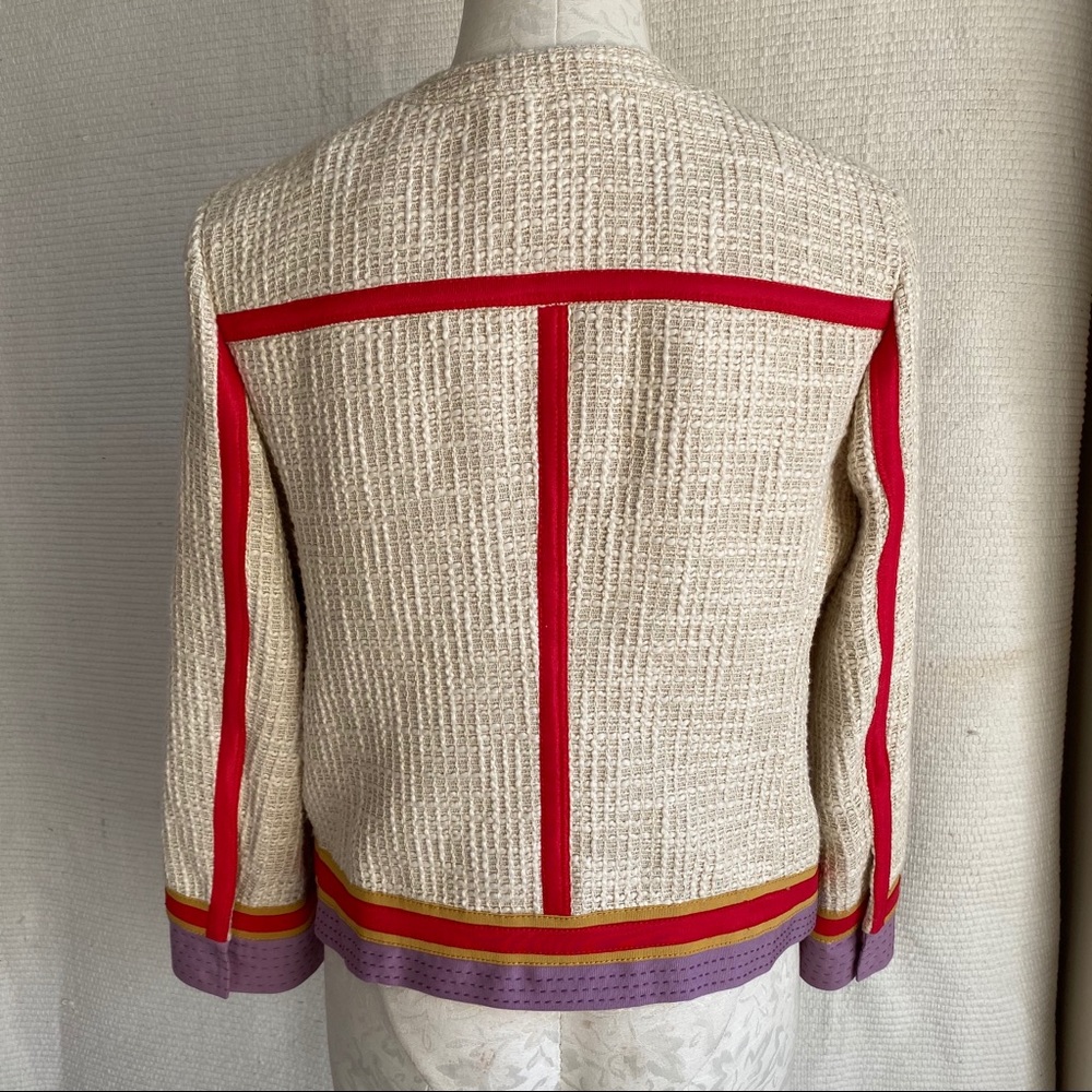 Tory Burch Chanel-Style Runway Tweed Piped Jacket - Picture 3 of 8